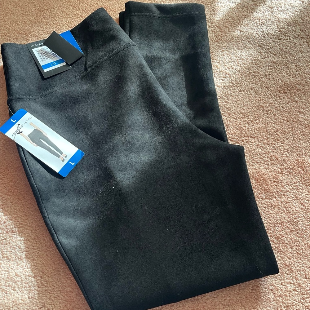 Andrew Marc Black Plush Velvet feel pants very soft